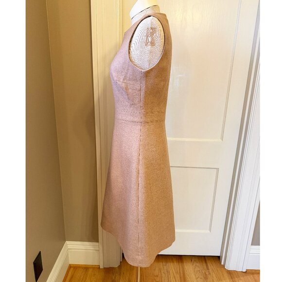 J.Crew Camel Double Serge Wool Fit & Flare Dress Sleeveless Sz 6 - Picture 3 of 11